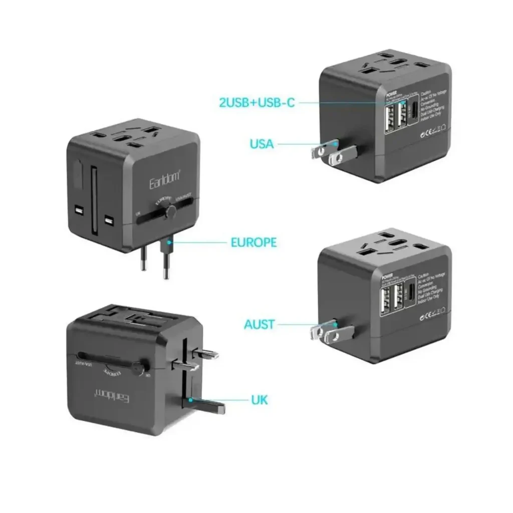 Earldom LC18 1‑World Universal Travel Adapter (1500W) – Power for Every Journey